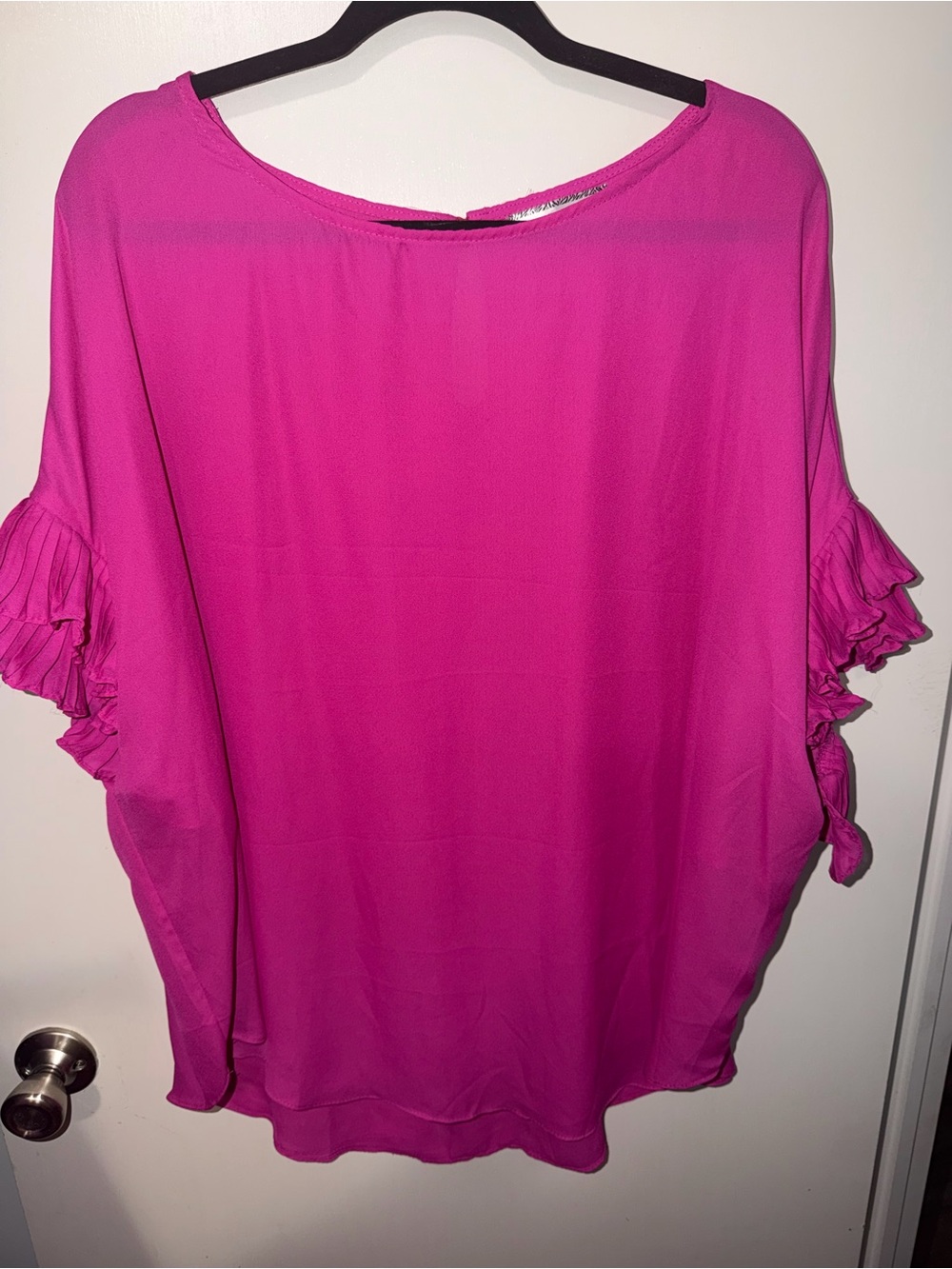 Ruffled Sleeve Blouse in Vibrant Pink